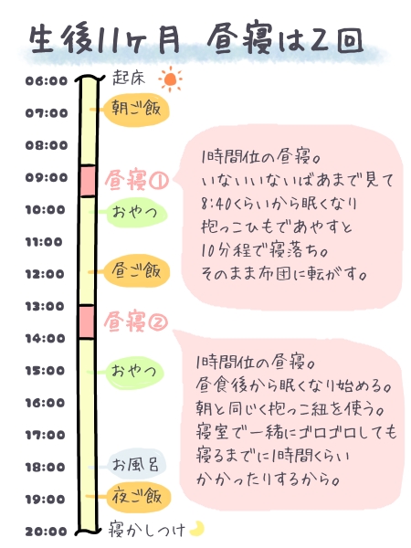 11カ月の昼寝の回数は 2回から1回になった時の記録 ねこまつげブログ